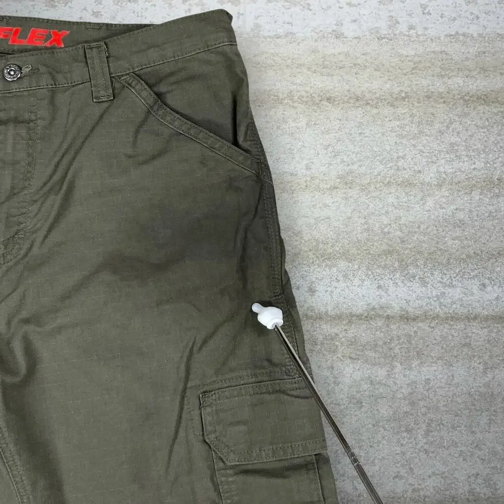 Vintage Y2K Dickies Cargo Pants 36x32 Baggy Wide Olive Green Cotton Dungarees